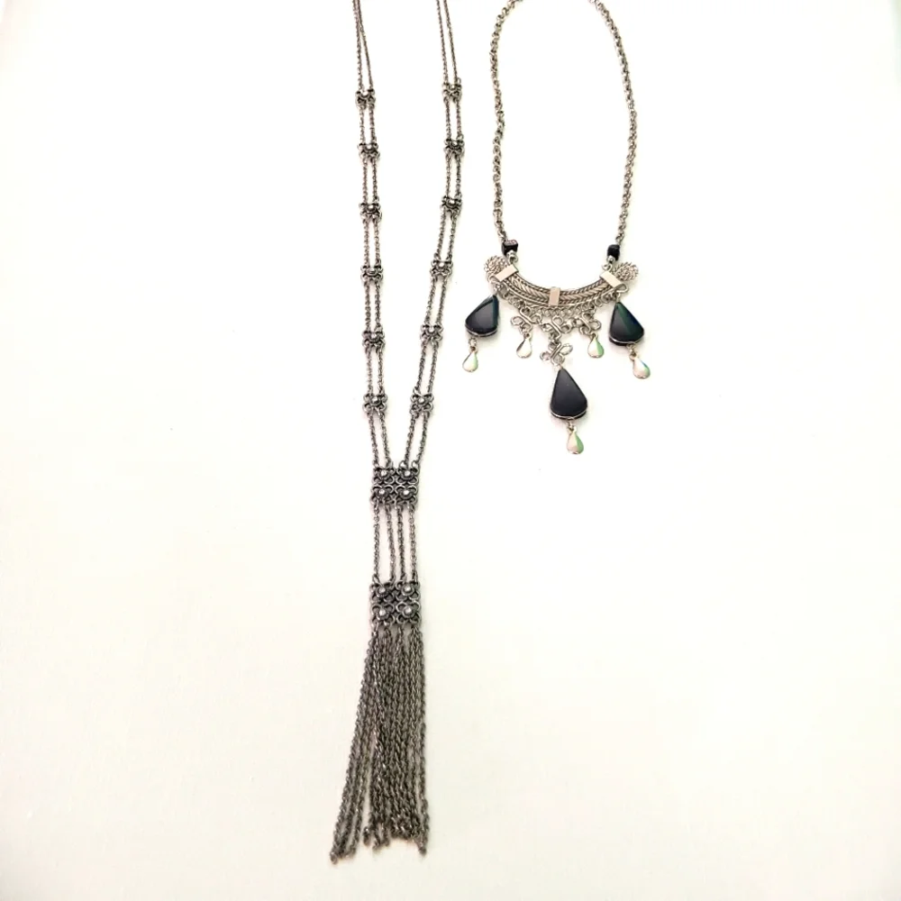 Two Silver Tone Boho Necklaces - Picture 2 of 2